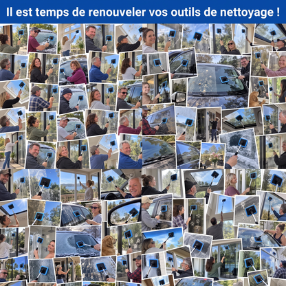 法国-Nettoyeur de vitres magnétique tout-en-un — Nettoyage double face, patins lavables et usage polyvalent (maison et voiture) | Un seul kit. Des vitres plus propres. Moins d'efforts. 💎